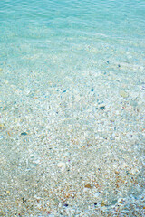 Fototapeta na wymiar Gradient natural water sea. Turquoise water turns into sand. Backgrounds.