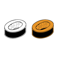 Isometric number 0 doodle vector illustration on white background. Number zero clip art.