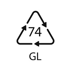 Bottle glass light brown. Glass recycling code 74 GL. Vector illustration