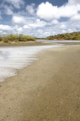 Walk along the salty shores of the Jan Thiel lagoon on the Caribbean island Curacao