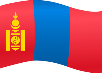 Naklejka premium Mongolia flag wave isolated on png or transparent background,Symbol Mongolia,template for banner,card,advertising ,promote,and business matching country poster, vector illustration