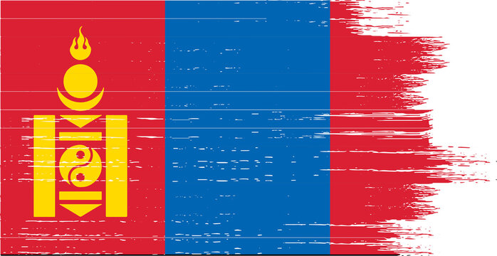 Mongolia flag with brush paint textured isolated  on png or transparent background,Symbol of Mongolia,template for banner,promote, design, and business matching country poster, vector 