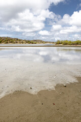 Walk along the salty shores of the Jan Thiel lagoon on the Caribbean island Curacao