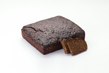 Square dark bread with a seeds