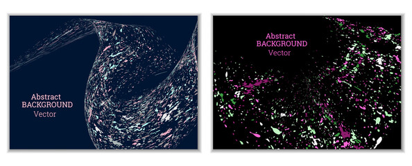 Multicolored paint splashes, smears, dust particles and debris are carried by the wind. A set of two templates. Design template for the design of banners, posters, booklets, covers, magazines. EPS 10