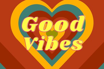 Texto decorativo de sólo buenas vibraciones con iluminación de flores de margarita, corazones, diseño de moda y carteles
