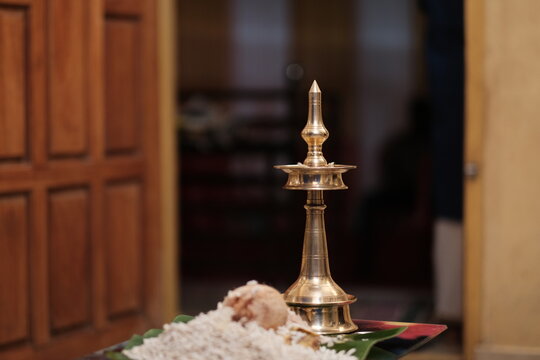 Traditional Kerala, Indian Lamp And Decorataions For Special Occations