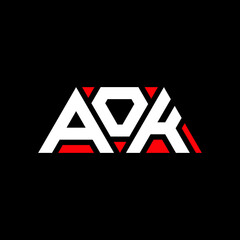 AOK letter logo design with polygon shape. AOK polygon and cube shape logo design. AOK hexagon vector logo template white and black colors. AOK monogram, business and real estate logo.