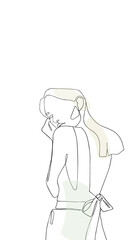 Fashion art line girl illustration