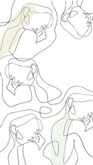 Fashion art line girl illustration