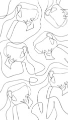 Fashion art line girl illustration