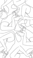 Fashion art line girl illustration