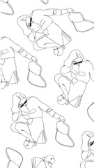 Fashion art line girl illustration