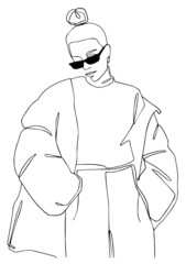 Fashion art line girl illustration