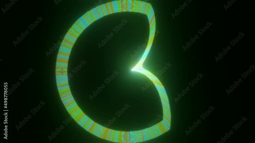 Poster abstract spinning and transforming ring in green color spectrum. design. concept of music equalizer 