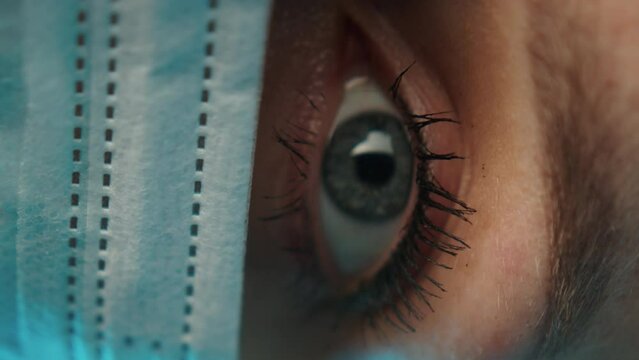 closeup photo of a female doctor with a surgical mask medical and healthcare concept . High quality 4k footage