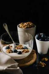 yogurt with walnuts and blueberries