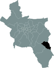 Black flat blank highlighted location map of the KORNELIMÜNSTER DISTRICT inside gray administrative map of Aachen, Germany