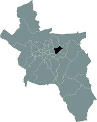 Black flat blank highlighted location map of the PANNESCHOPP DISTRICT inside gray administrative map of Aachen, Germany