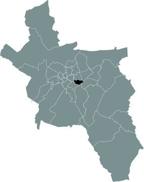 recommend clip art: Black flat blank highlighted location map of the FRANKENBERG DISTRICT inside gray administrative map of Aachen, Germany