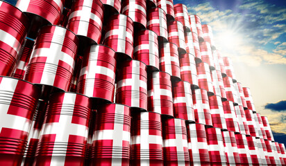 Oil barrels with flag of Denmark - 3D illustration