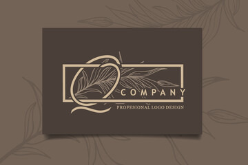 Initial letter Q handwriting beauty logo design with love. Elegant and Feminine branding template - Vector