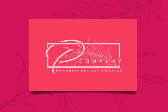 Initial letter P handwriting beauty logo design with love. Elegant and Feminine branding template - Vector