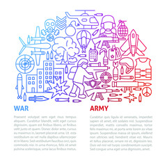 War Army Line Template. Vector Illustration of Outline Design.