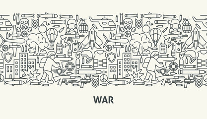 War Banner Concept. Vector Illustration of Outline Design.