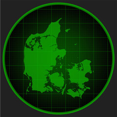 Template vector map outline Denmark on radar