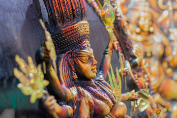Clay made Goddess Durga , terracotta handicrafts of Bankura and Bishnupur , on display during the...