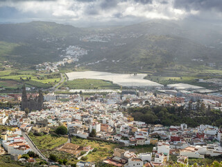 General view of Arucas town with the San Juan Bautista Church, Gran Canaria Island,Spain