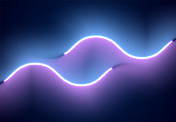 Neon illumination background. Abstract 80s or synthwave styled backdrop with blue and purple lamp on the wallpaper.
