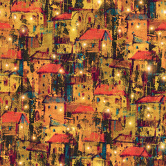 City landscape.  Sketch with colored pencils.