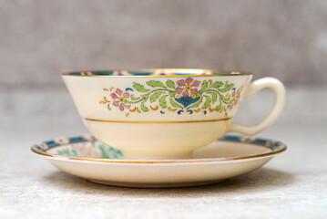 Antique tea cup and saucer made of Chinese porcelain