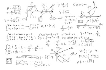 Scientific formulas and expressions. Mathematics, algebra and geometry. vector background drawn by hand.