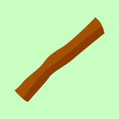 Wooden stick. Green background. Icon. Vector illustration. EPS 10.