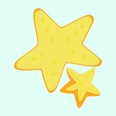 Starfish. Marine icon. Sea star. Blue background. Summer. Vector illustration. EPS 10.
