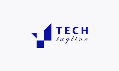 Geometric tech logo design in a modern style. Digital connection technology. Technology concept for digital development.