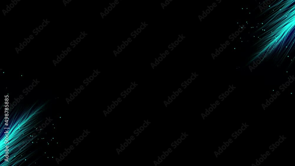 Poster beautiful streams of energy lines on black background. motion. streams of luminous lines move parall