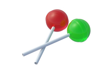 Lollipops on stick isolated on white background. 3d render