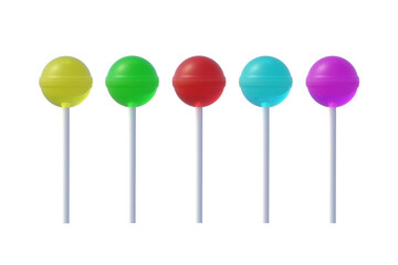Lollipops on stick isolated on white background. 3d render