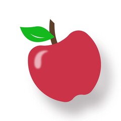red apple with leaf