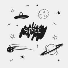  Hand drawn space vector illustration