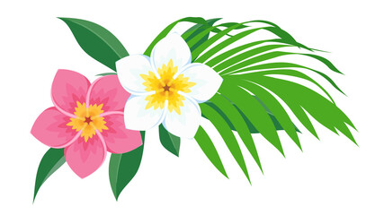 プルメリアと葉っぱのイラスト
