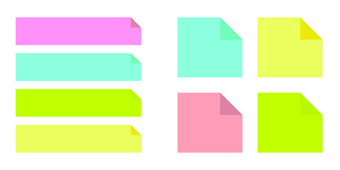 A frame set of sticky notes. Japanese means the same as the English title. This illustration is related to memo, note, paper, decoration, business, etc.
