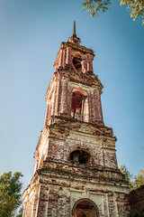 Fototapeta na wymiar an old abandoned bell tower