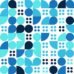 Bauhaus geometric pattern background. Geometry minimalist artwork poster with simple blue shape and white background. Perfect for wrapping paper, wallpaper, fabric design, web background or technology