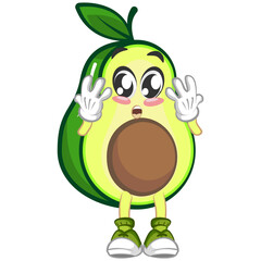 avocado cute cartoon mascot illustration vector surprised