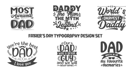 Fototapeta premium Dad Quotes SVG Designs Bundle. Dad quotes SVG cut files bundle, Dad quotes t shirt designs bundle, Quotes about Dad, Father cut files, Papa eps files, Father's day SVG bundle